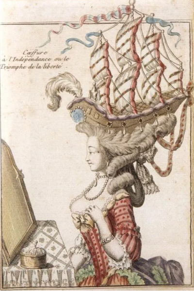 Marie Antoinette and her famous boat hair cartoon